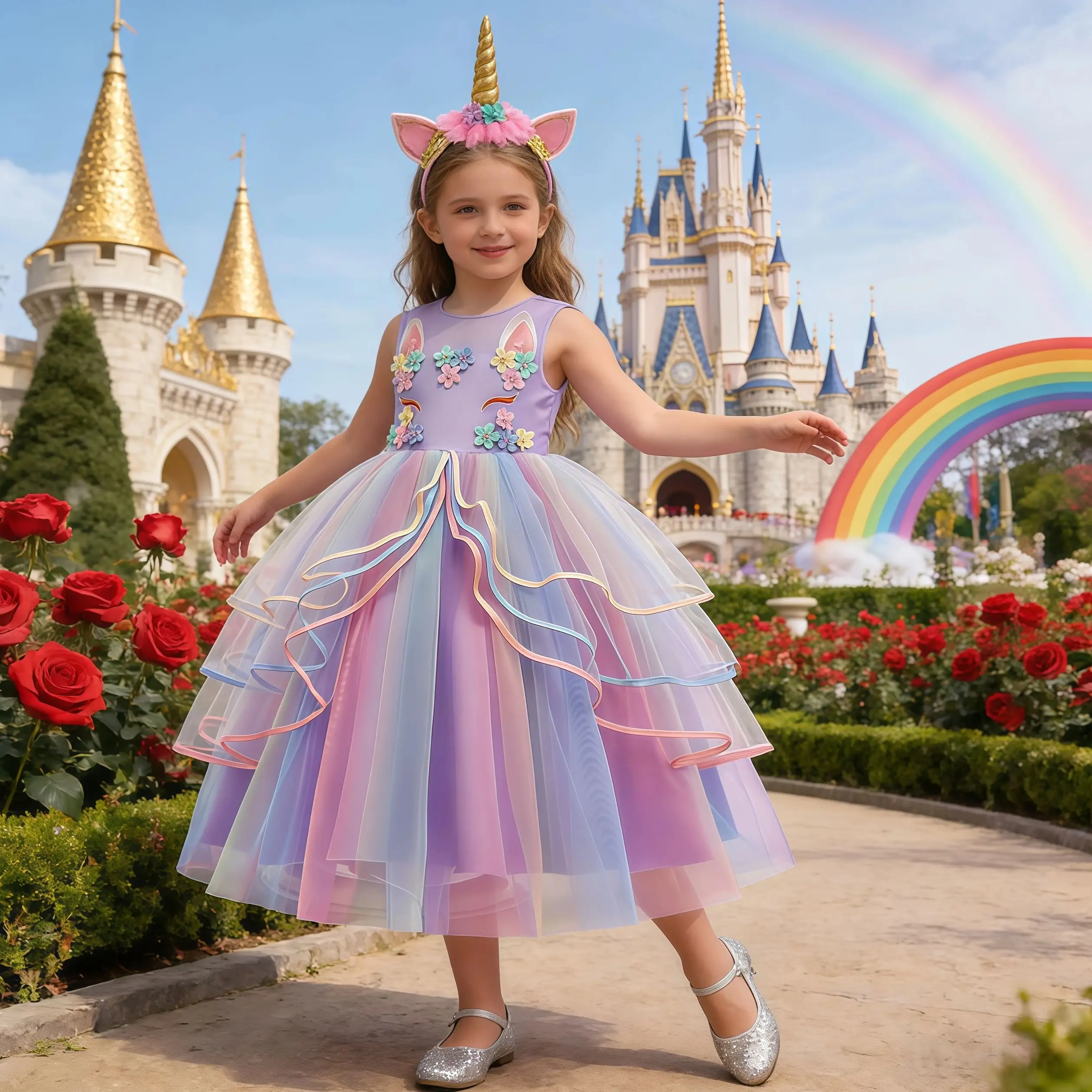 Unicorn Rainbow Party Girls Tulle Dress Cosplay Costume With Unicorn Headband For Kids Birthday Prom Wedding Carnival Vestidos
Unicorn Rainbow Party Girls Tulle Dress Cosplay Costume With Unicorn Headband For Kids Birthday Prom Wedding Carnival Vestidos