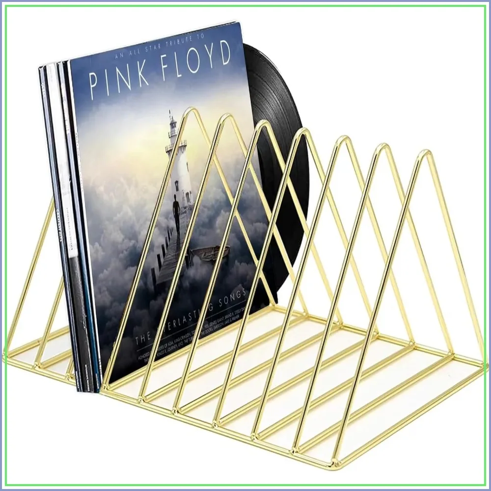 9 Slot Record Holder, Desktop Vinyl Record Storage Holds Up 30 LPs, Metal Magazine Holder Triangle File Holder for Office Home, Golden
9 Slot Record Holder, Desktop Vinyl Record Storage Holds Up 30 LPs, Metal Magazine Holder Triangle File Holder for Office Home, Golden