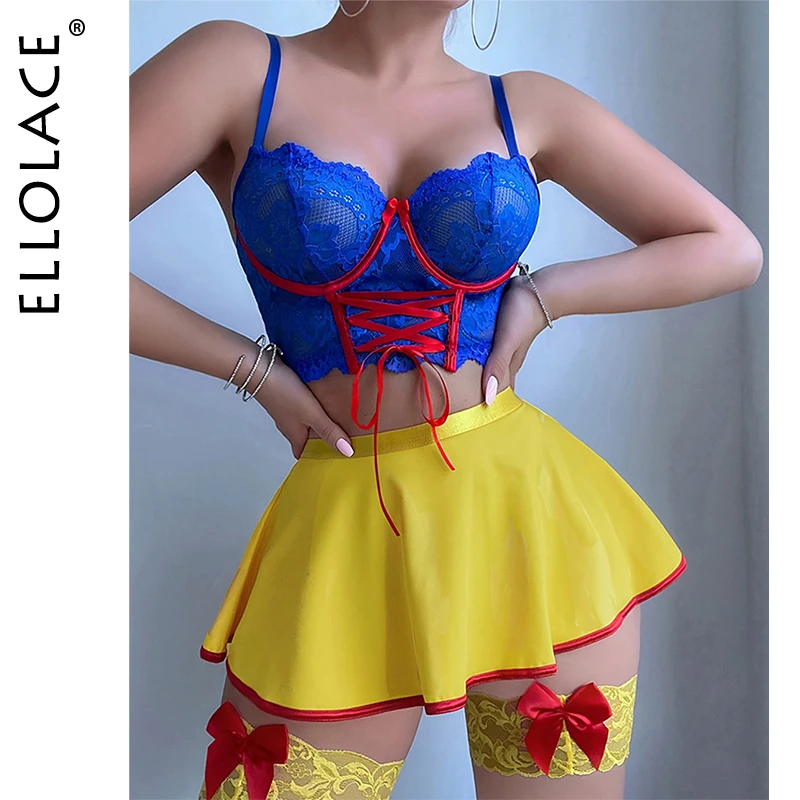 Ellolace Halloween Lingeries Sexy Hot Snow White Princess Cosplay Bra Thong Skirt 3PC Leg Circles Dopamine Roleplay Costume
Ellolace Halloween Lingeries Sexy Hot Snow White Princess Cosplay Bra Thong Skirt 3PC Leg Circles Dopamine Roleplay Costume