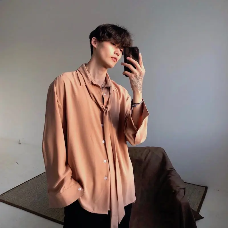 Four Seasons Versatile White Shirt Men Relaxed Simple Chiffon Bow Tie Long Sleeve Casual
Four Seasons Versatile White Shirt Men Relaxed Simple Chiffon Bow Tie Long Sleeve Casual