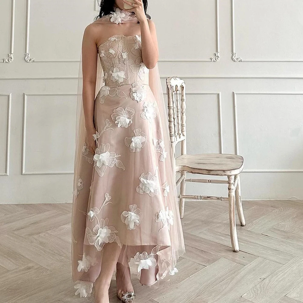 Customized Exquisite Organza A-Line Flowers Evening Dress Temperament Tea Length Strapless vestidos para mujer
Customized Exquisite Organza A-Line Flowers Evening Dress Temperament Tea Length Strapless vestidos para mujer
