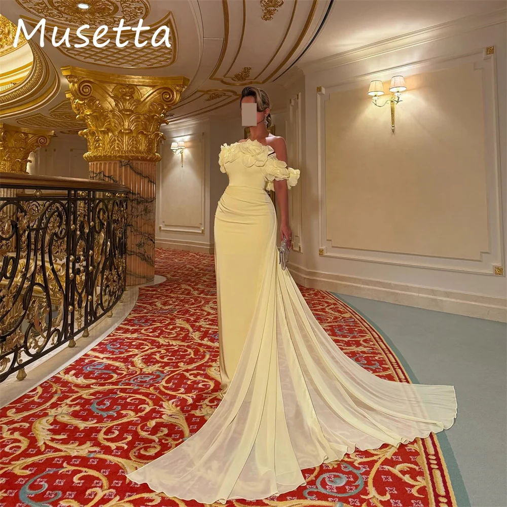 Musetta Yellow Mermaid Flowers Evening Dress 2025 Off The Shoulder Shawl Open Back Formal Prom Party Gown فساتين سهرة Customized
Musetta Yellow Mermaid Flowers Evening Dress 2025 Off The Shoulder Shawl Open Back Formal Prom Party Gown فساتين سهرة Customized