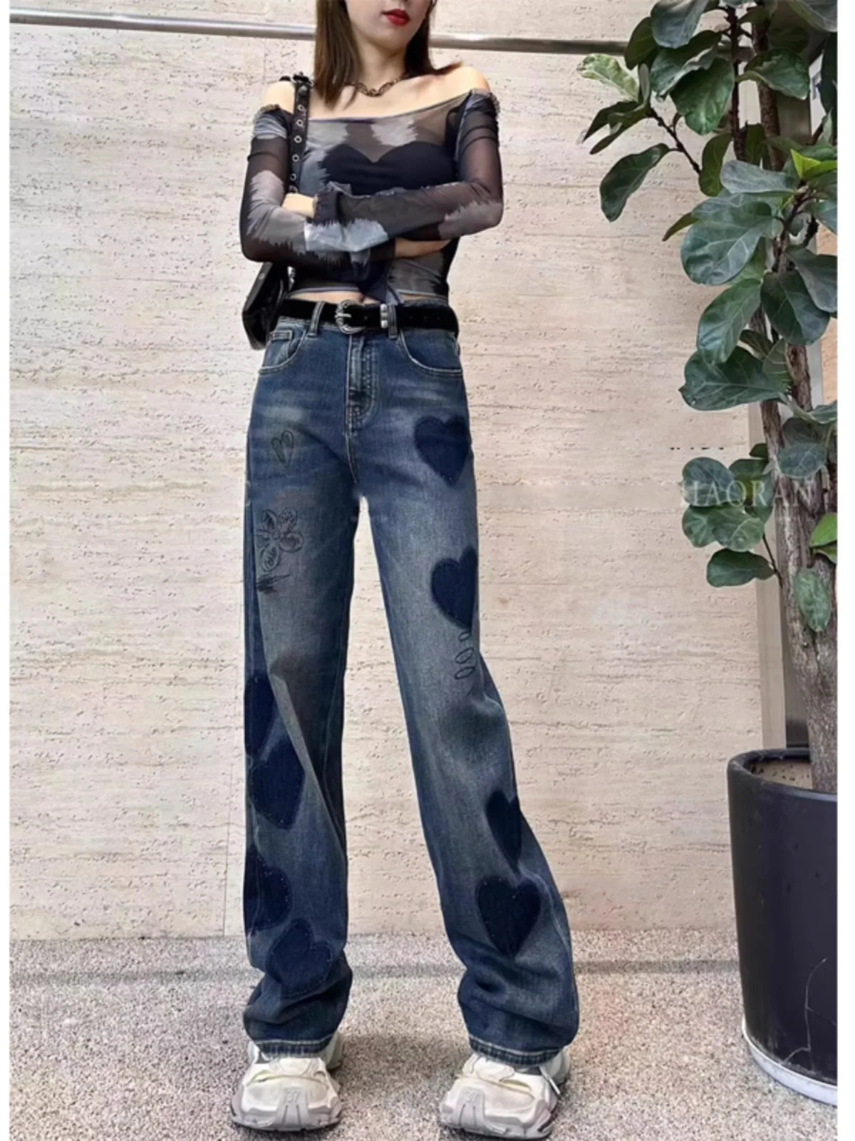 Heavy Embroidery Heart Faionable Straight Leg Wide Leg Jeans High Waist Long Pants Antibacterial Blue Denim Women's Premium
Heavy Embroidery Heart Faionable Straight Leg Wide Leg Jeans High Waist Long Pants Antibacterial Blue Denim Women's Premium