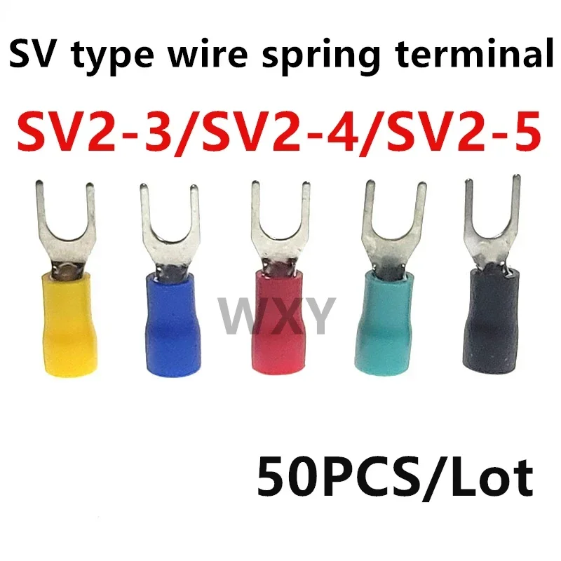 50pcs SV Type Wire Spring Terminal SV2-3 SV2-4 SV2-5 Fork U Y Terminal Brass Insulated Pre Insulated Circular Terminal Blocks
50pcs SV Type Wire Spring Terminal SV2-3 SV2-4 SV2-5 Fork U Y Terminal Brass Insulated Pre Insulated Circular Terminal Blocks