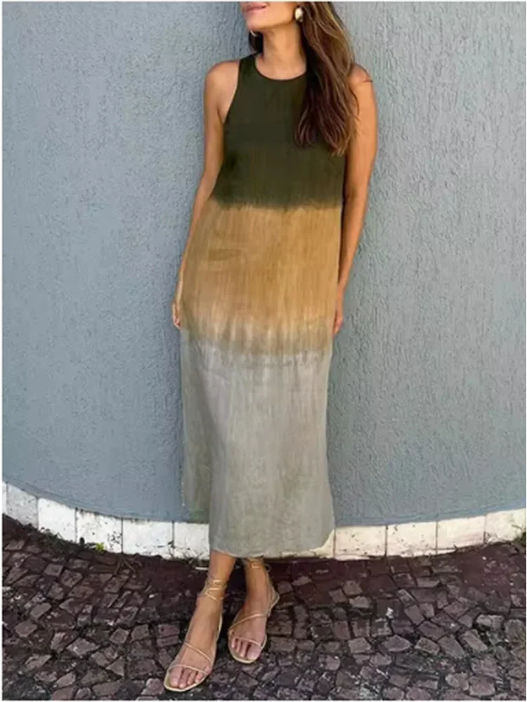 Fashion Vest Long Dress Women Summer Sleeveless o Neck Dress Summer Gradient Casual Dresses
Fashion Vest Long Dress Women Summer Sleeveless o Neck Dress Summer Gradient Casual Dresses