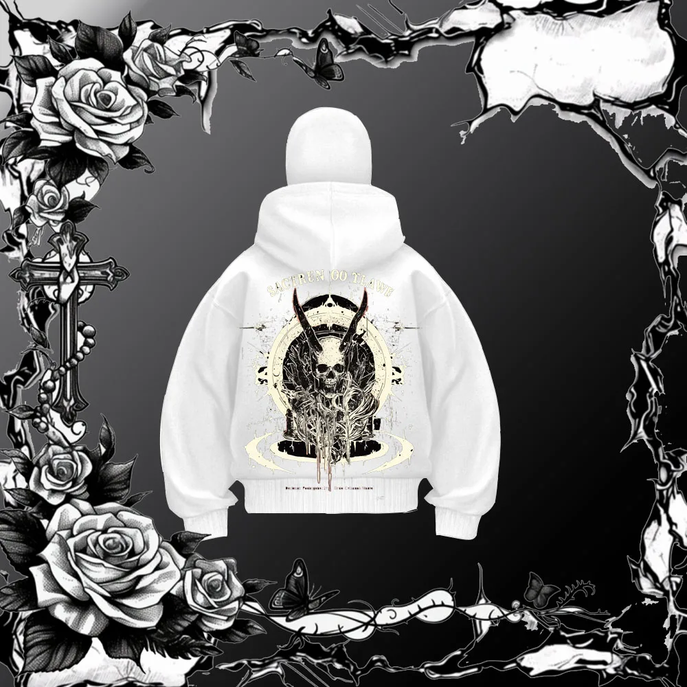 Gothic printed Aesthetic clothing fashionable pocket loose double hat design hoodie high street couple style
Gothic printed Aesthetic clothing fashionable pocket loose double hat design hoodie high street couple style