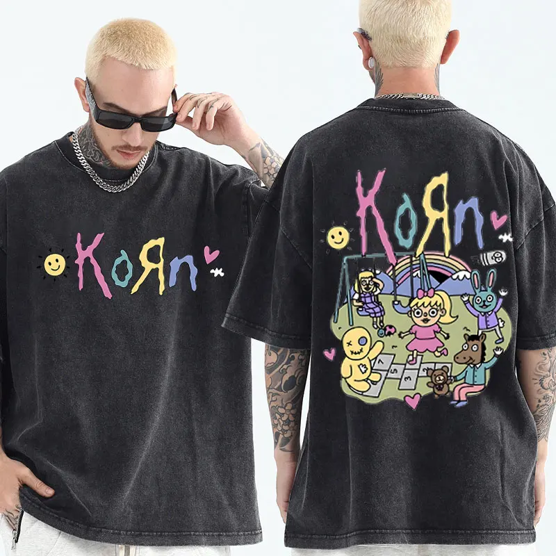 Korn Heavy Mental Band Vintage Washed Worn T-shirts Men Women Oversized Tshirt Short Sleeve Fashion Music Graphic Print T Shirts
Korn Heavy Mental Band Vintage Washed Worn T-shirts Men Women Oversized Tshirt Short Sleeve Fashion Music Graphic Print T Shirts