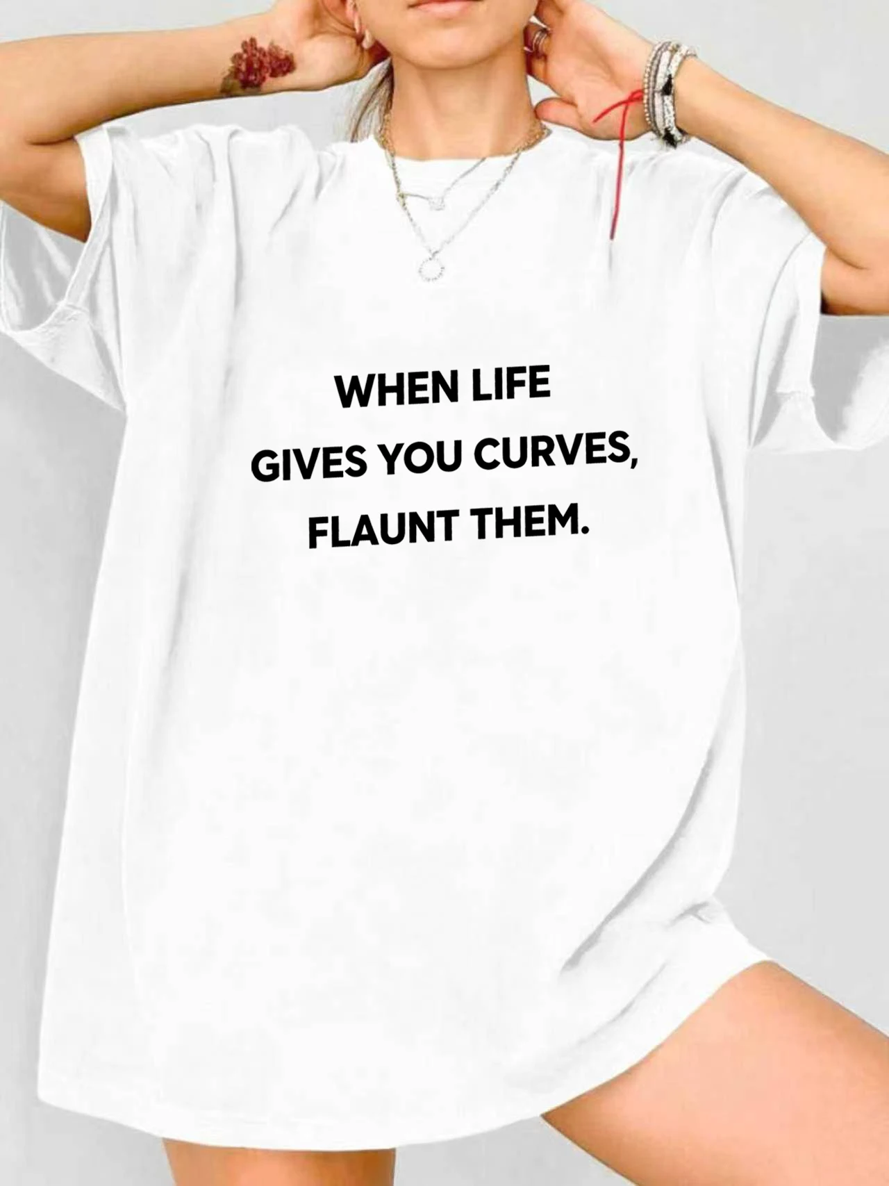 【JYDX112306】English letter printed plus size women's round neck summer casual short sleeved street fashion versatile T-shirt
【JYDX112306】English letter printed plus size women's round neck summer casual short sleeved street fashion versatile T-shirt