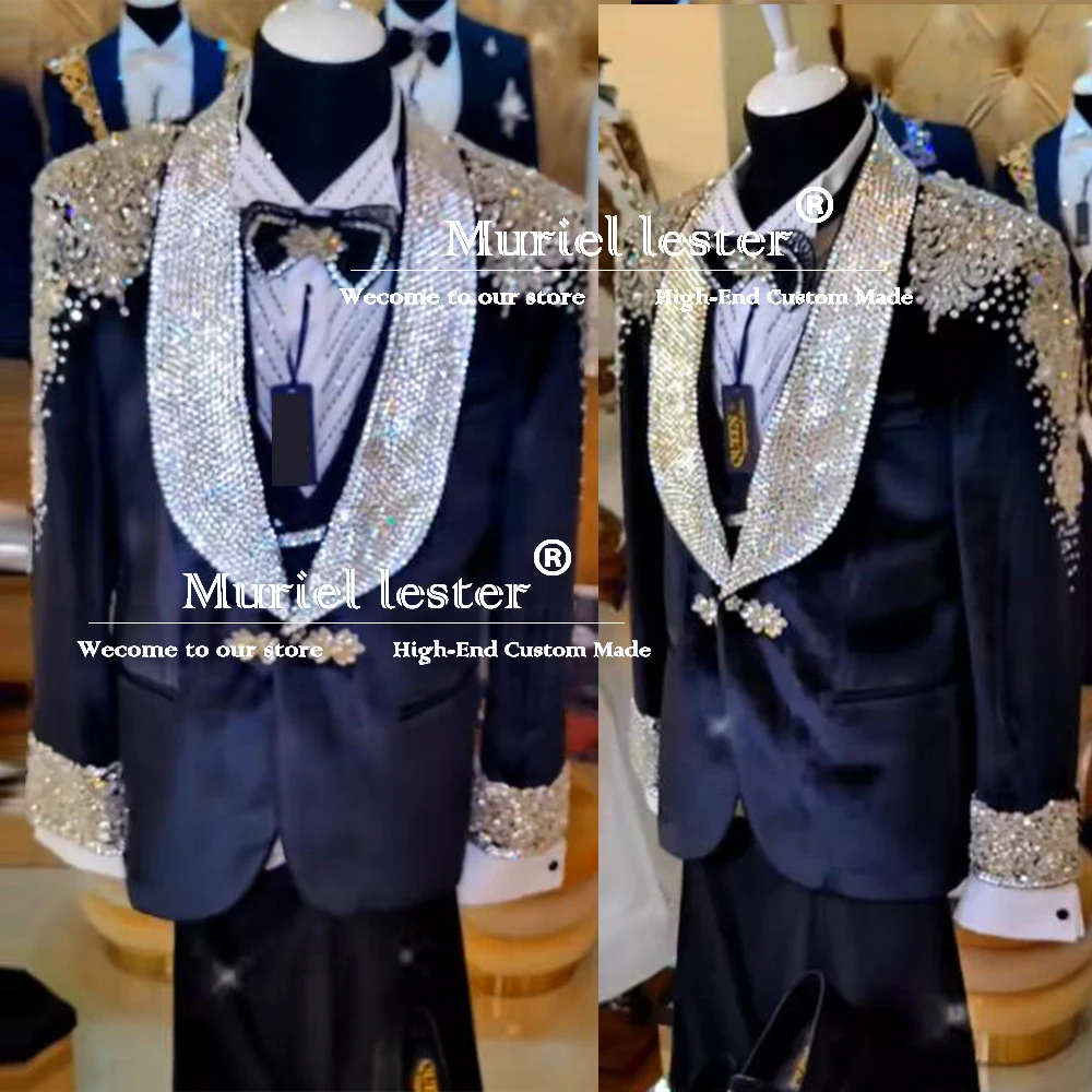 Customized Sparkly Beaded Stones Suits Men 2-Piece Wedding Tuxedos Groom Wear Prom Blazers Slim Fit Man Business Terno Masculino
Customized Sparkly Beaded Stones Suits Men 2-Piece Wedding Tuxedos Groom Wear Prom Blazers Slim Fit Man Business Terno Masculino