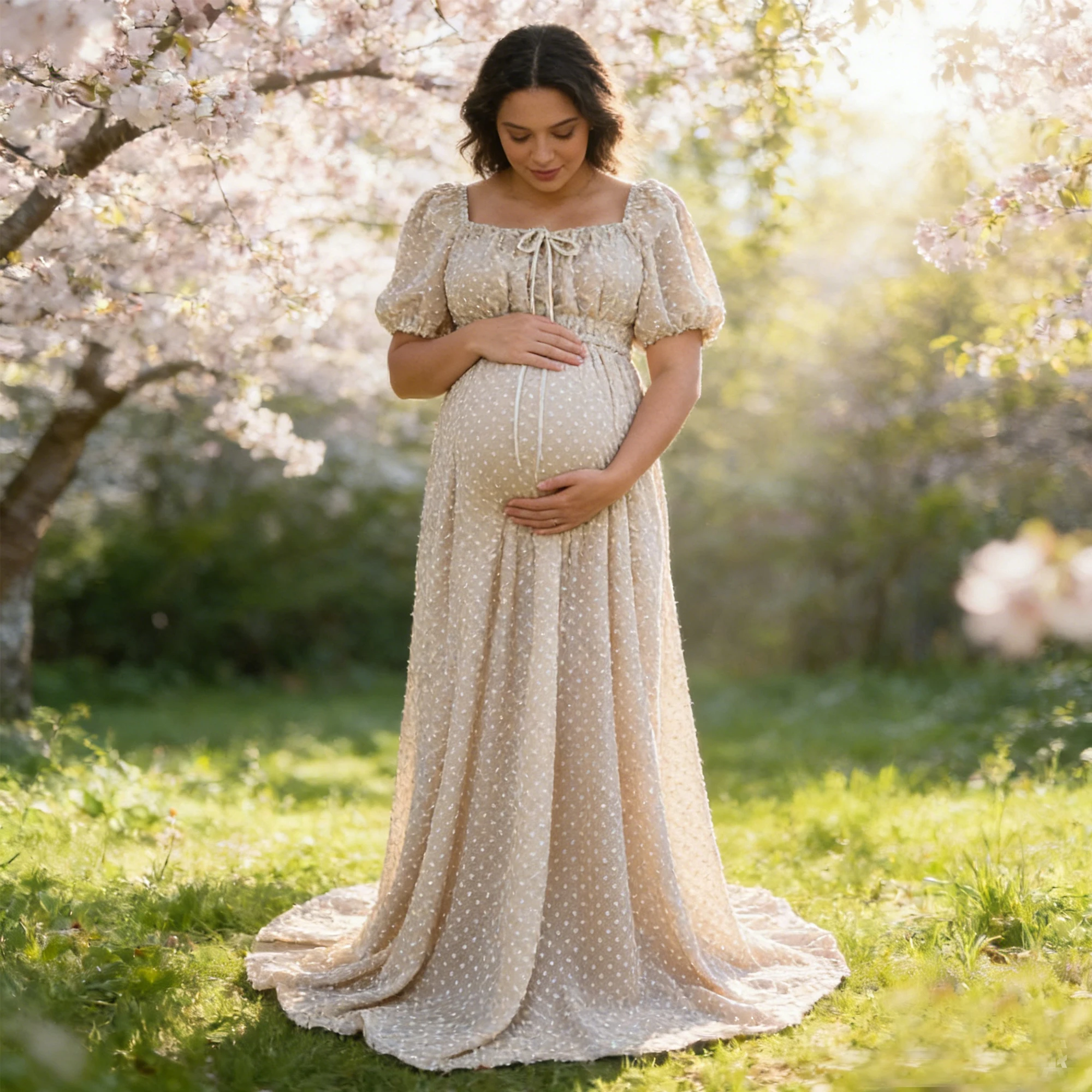 Don&Judy Beige Summer Acrylic Maternity Photography Dresses Photoshoot Gown with Puff Short Sleeves and Side Slit Dress
Don&Judy Beige Summer Acrylic Maternity Photography Dresses Photoshoot Gown with Puff Short Sleeves and Side Slit Dress