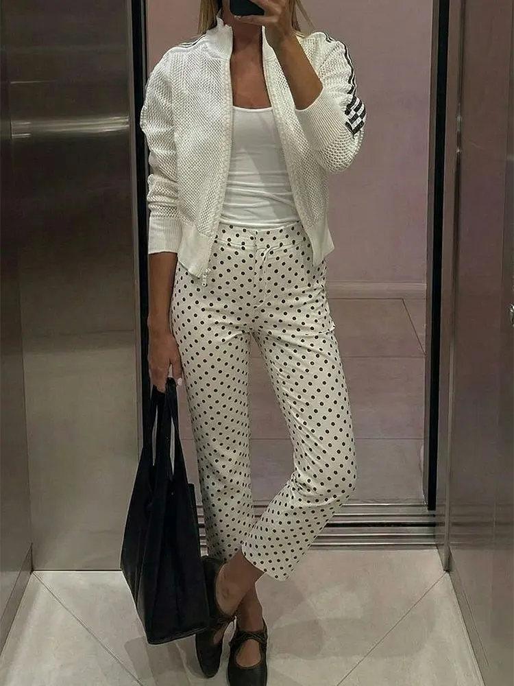 Fashion Womens White Polka Dot Pants High Waist Slim Flare for Office Workwear Business Casual Daily Vacation Holiday Trousers
Fashion Womens White Polka Dot Pants High Waist Slim Flare for Office Workwear Business Casual Daily Vacation Holiday Trousers