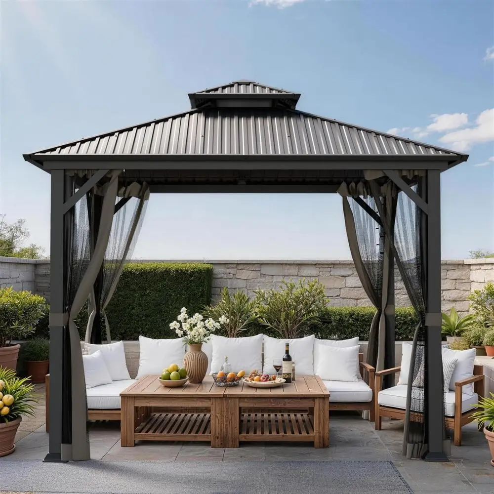 10x10 Hardtop Gazebo, Metal Gazebo with e, Outdoor Gazebos with Mosquito Net, Double Roo Hard Top Gazebos or Patios
10x10 Hardtop Gazebo, Metal Gazebo with e, Outdoor Gazebos with Mosquito Net, Double Roo Hard Top Gazebos or Patios