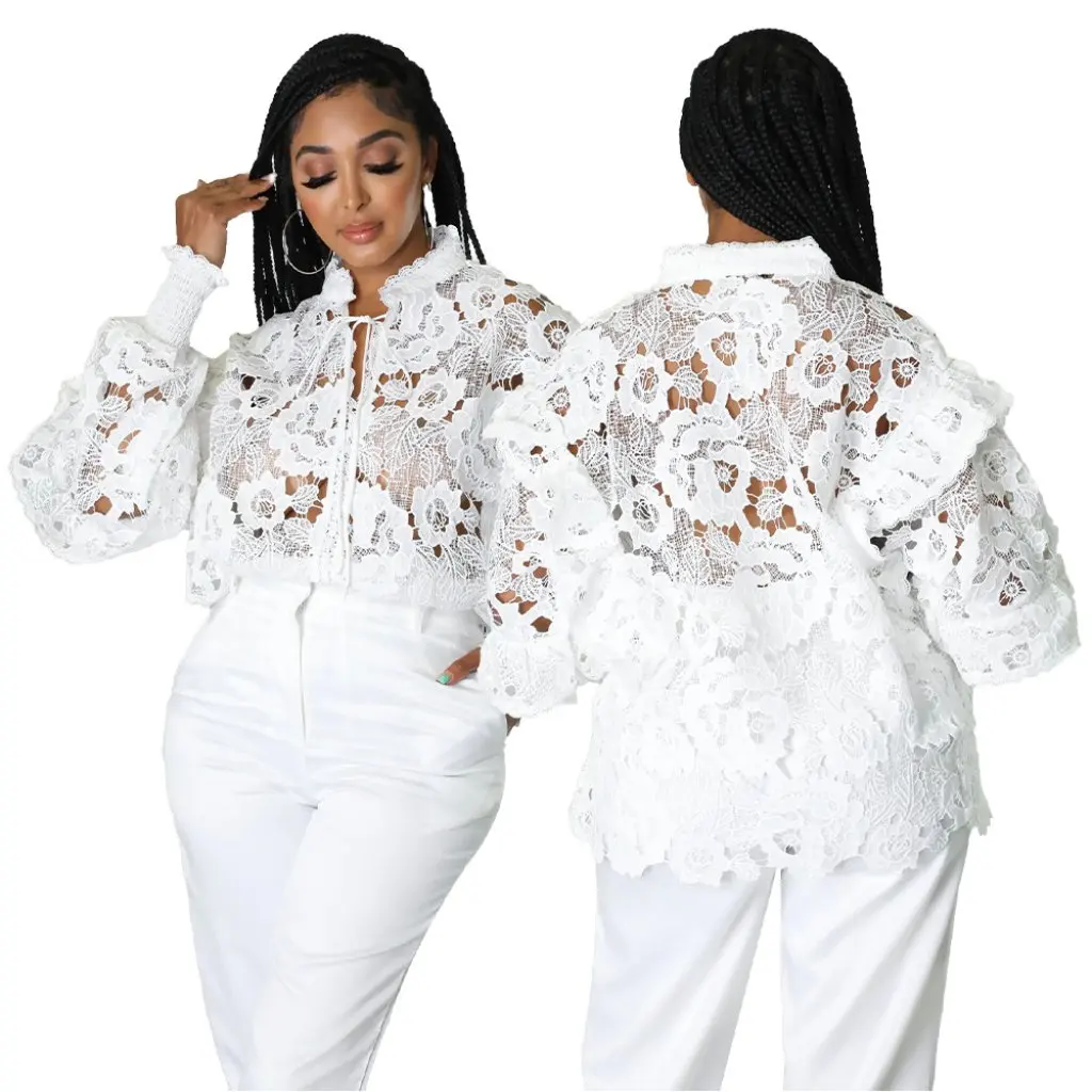 Women's Hollow Lace Cardigan Jacket K10200 Lantern Sleeve European American Style Wear from
Women's Hollow Lace Cardigan Jacket K10200 Lantern Sleeve European American Style Wear from