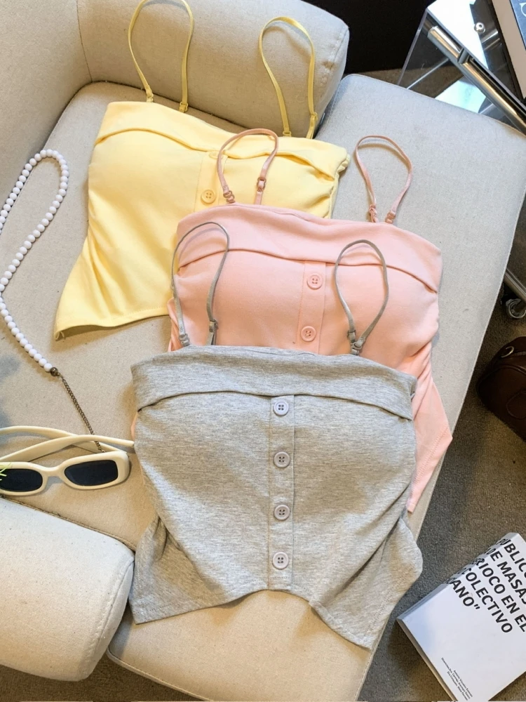Slimming Slim Fit Korean Style Summer New Arrival Women's Camisole Tank Top with Chest Pad Self Preservation Folded Waist
Slimming Slim Fit Korean Style Summer New Arrival Women's Camisole Tank Top with Chest Pad Self Preservation Folded Waist