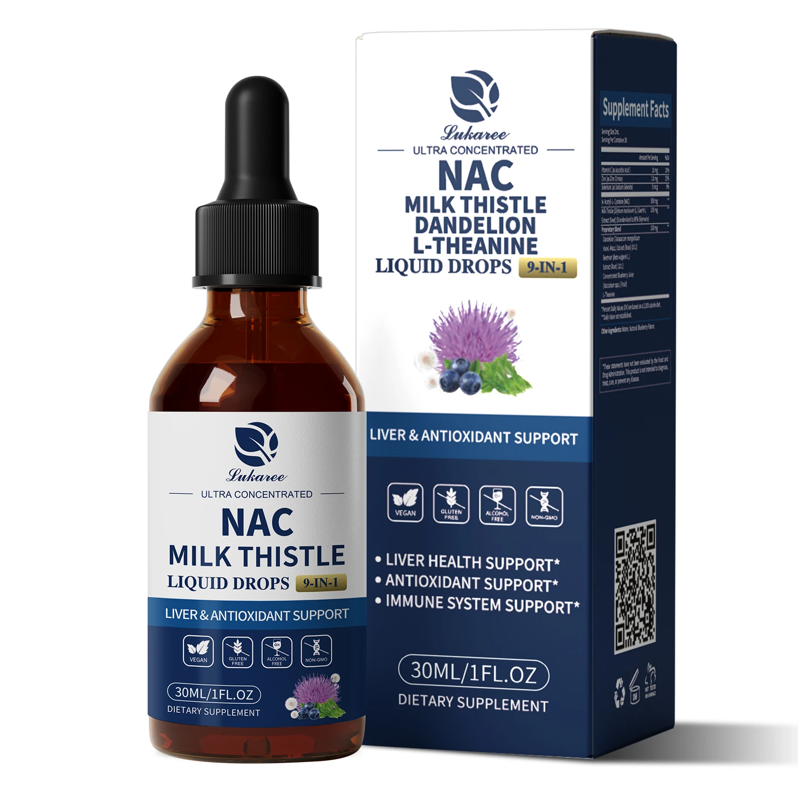 Lukaree 30ml Milk Thistle NAC Drop Extract for Liver & Lung Health,Antioxidants,Immune & Energy Boost Respiratory Health
Lukaree 30ml Milk Thistle NAC Drop Extract for Liver & Lung Health,Antioxidants,Immune & Energy Boost Respiratory Health