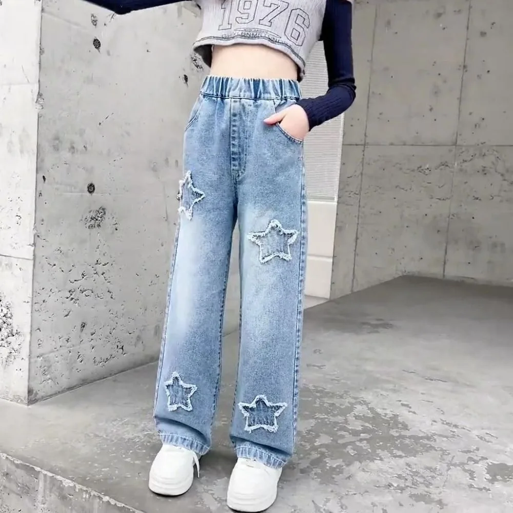 Embroidered Stars Teens Girl Jeans Loose Wide Leg Children Y2K Jeans High Waist Cowboy Pants Girls Denim Trousers Girls Gift
Embroidered Stars Teens Girl Jeans Loose Wide Leg Children Y2K Jeans High Waist Cowboy Pants Girls Denim Trousers Girls Gift