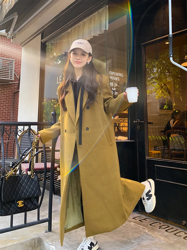 Khaki Woolen Coat Medium Length Loose Fit Retro Sle Thiened Autumn Winter New Arrival Women's Faion Outerwear Coat
Khaki Woolen Coat Medium Length Loose Fit Retro Sle Thiened Autumn Winter New Arrival Women's Faion Outerwear Coat