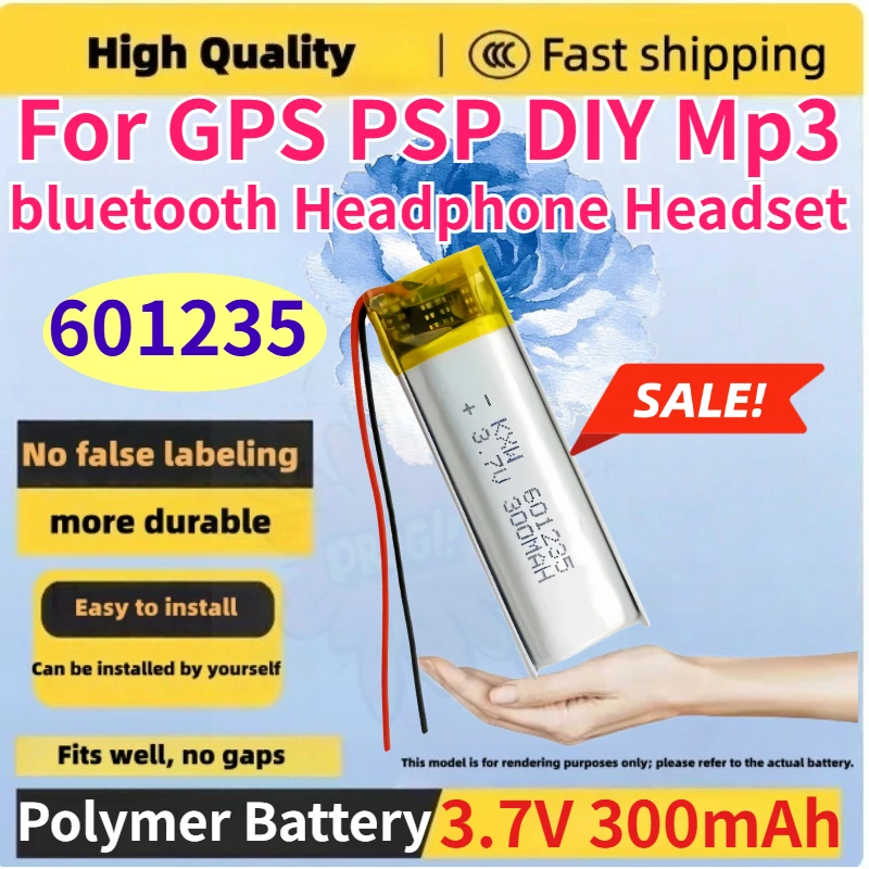 New 601235 3.7V 300mAh Lithium Li-Polymer Battery for GPS PSP DIY Mp3 Bluetooth Headphone Headset Rechargeable Batteries
New 601235 3.7V 300mAh Lithium Li-Polymer Battery for GPS PSP DIY Mp3 Bluetooth Headphone Headset Rechargeable Batteries