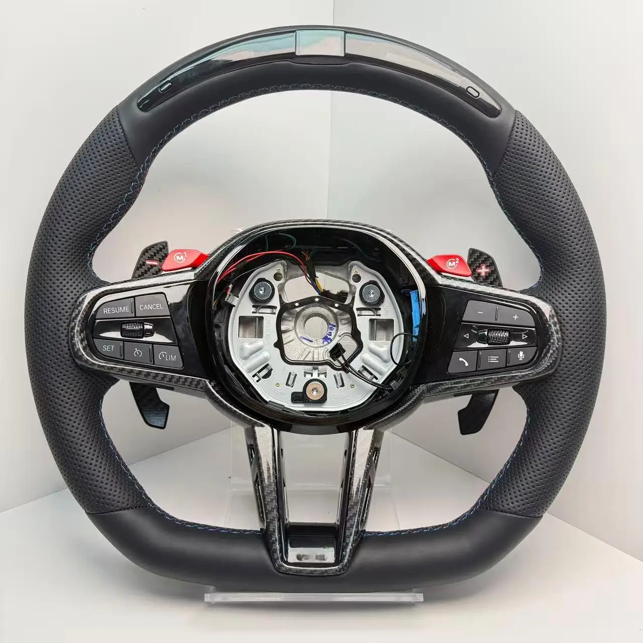 Leather LCI Steering Wheel With M1 M2 Buttons For G01 G05 G20 G22 G30 M2 G87 M3 G80 M4 G82 G42 M5 F90 F95 X3M F97 M340i
Leather LCI Steering Wheel With M1 M2 Buttons For G01 G05 G20 G22 G30 M2 G87 M3 G80 M4 G82 G42 M5 F90 F95 X3M F97 M340i