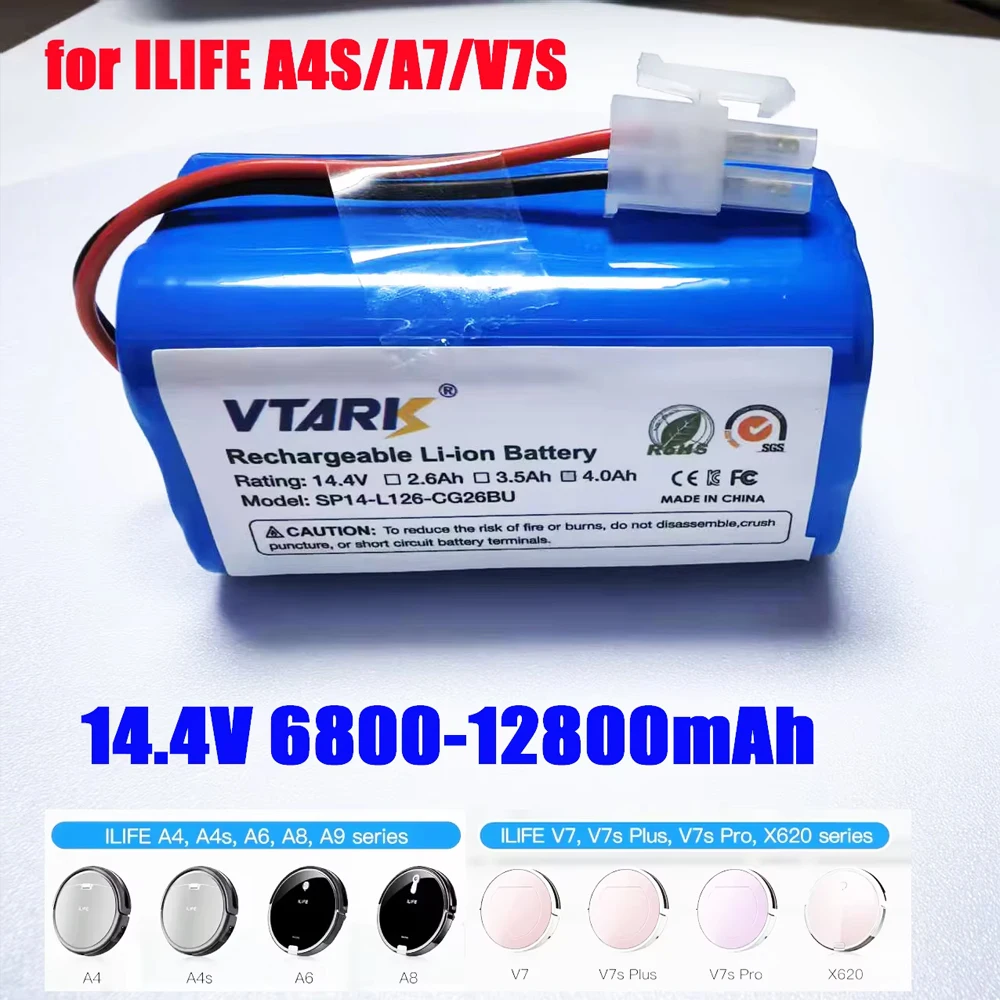 Литий-ионный аккумулятор 2600-12800 мАч 14,4 В для робота-пылесоса Cecotec Conga 1290 1390 1490 1590, Gutrend Echo 520
Литий-ионный аккумулятор 2600-12800 мАч 14,4 В для робота-пылесоса Cecotec Conga 1290 1390 1490 1590, Gutrend Echo 520