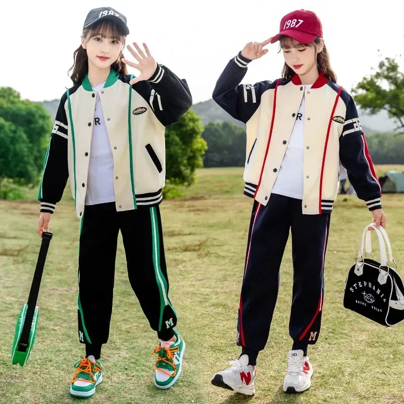 Spring Autumn School Girl Tracksuit Junior Girl Contrast Single-breasted Sport Coats+Sport Pants Child Jogging Sets 4-12Years
Spring Autumn School Girl Tracksuit Junior Girl Contrast Single-breasted Sport Coats+Sport Pants Child Jogging Sets 4-12Years