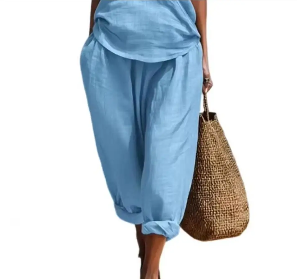 Breathable Women Outfit Women's Two Piece Suits Casual Solid Color Set Sleeveless Top Loose Fit Pants Lightweight for Spring
Breathable Women Outfit Women's Two Piece Suits Casual Solid Color Set Sleeveless Top Loose Fit Pants Lightweight for Spring