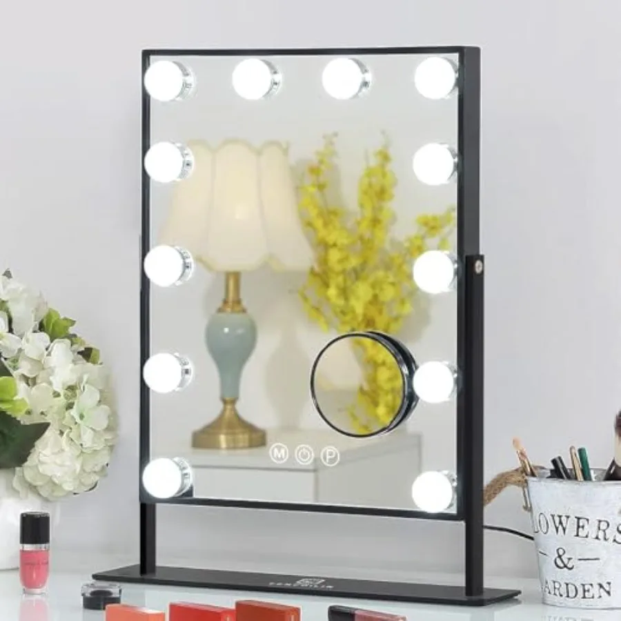 Vanity Mirror with Lights, 19''x12'' Makeup Hollywood Mirror for Desk with 12 Bulbs Light Smart Touch Control 3 Colors Dimmable
Vanity Mirror with Lights, 19''x12'' Makeup Hollywood Mirror for Desk with 12 Bulbs Light Smart Touch Control 3 Colors Dimmable