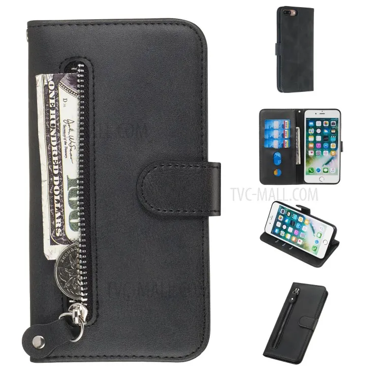 Zipper Pocket Wallet Stand Flip Leather Protective Case for iPhone 8 Plus/7 Plus 4.7 inch - Black
Zipper Pocket Wallet Stand Flip Leather Protective Case for iPhone 8 Plus/7 Plus 4.7 inch - Black