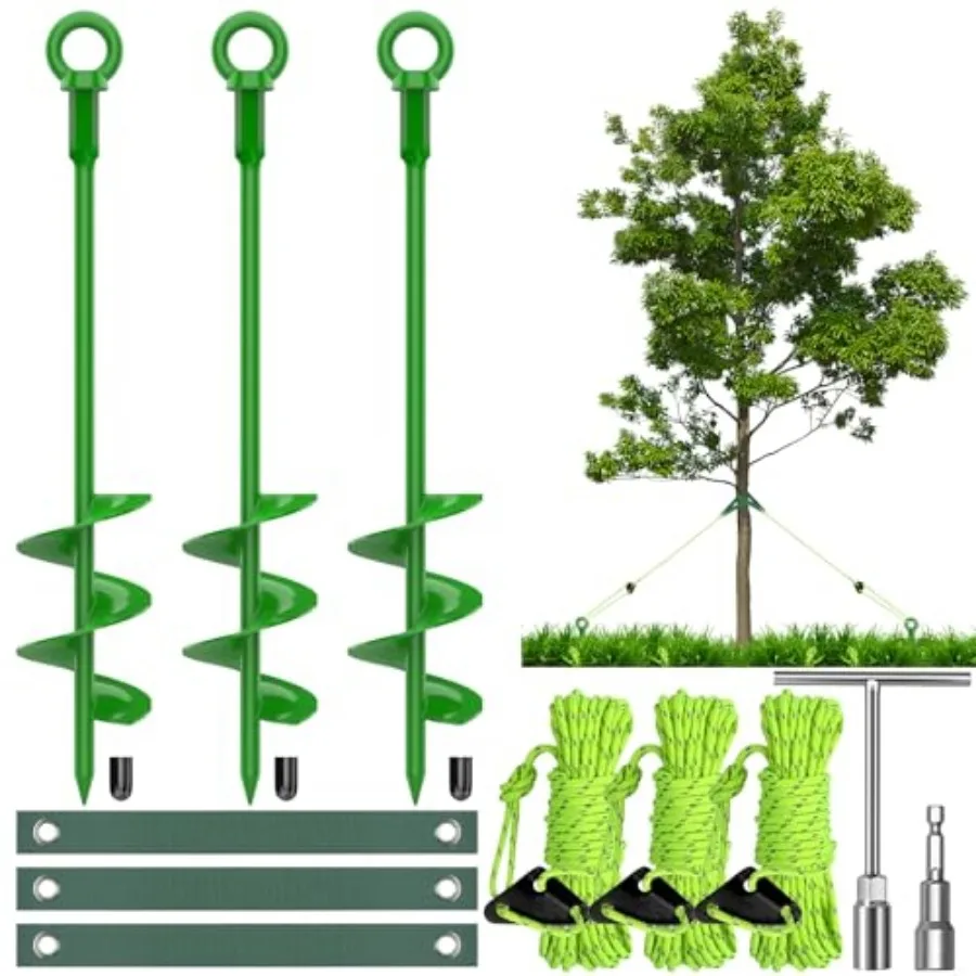 3 Pack 18" Tree Stake Kit, Heavy Duty Spiral Stakes and Supports for Leaning and Young Trees Straightening, Protect Trees from
3 Pack 18" Tree Stake Kit, Heavy Duty Spiral Stakes and Supports for Leaning and Young Trees Straightening, Protect Trees from
