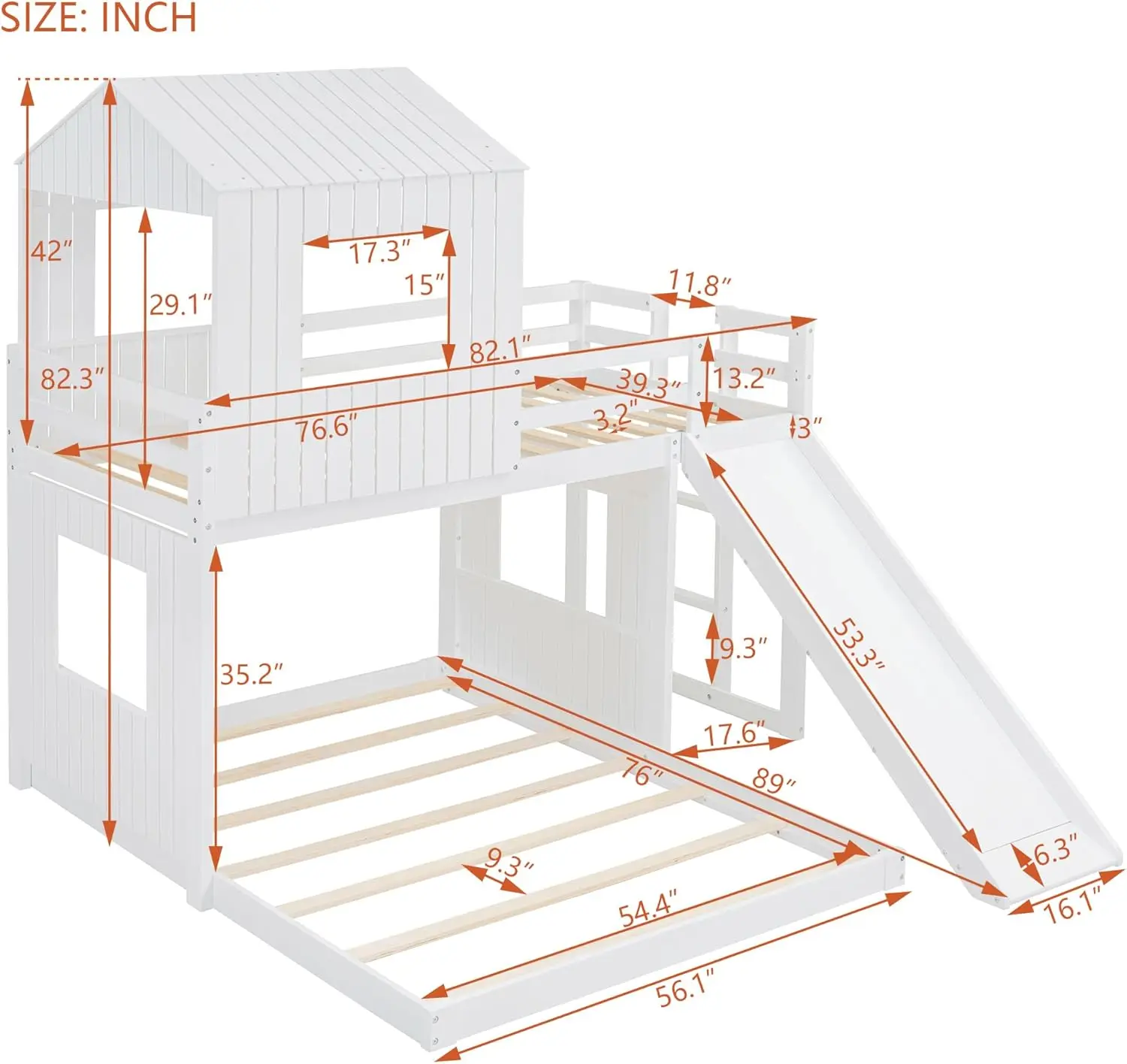 Двухъярусные кровати House Twin Over Full Size, деревянные двухъярусные кровати с крышей и окном (белые, Twin Over Full (с горкой)) Новая популярность
Двухъярусные кровати House Twin Over Full Size, деревянные двухъярусные кровати с крышей и окном (белые, Twin Over Full (с горкой)) Новая популярность