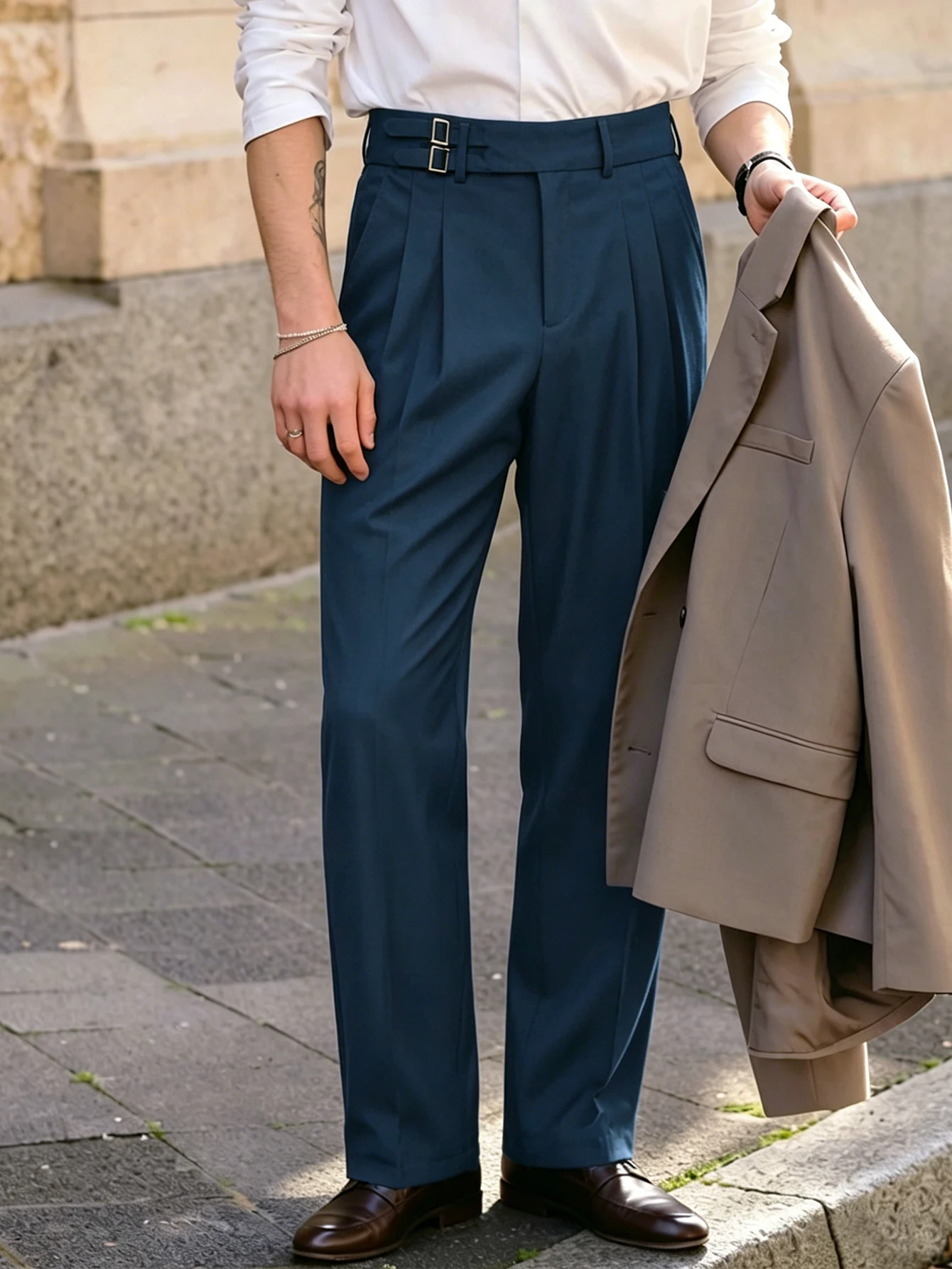 New Spring & Autumn Italian Elegant Light Formal Naples Trousers, Mens Solid Pleated High Rise Wide Leg Business Suit Pants
New Spring & Autumn Italian Elegant Light Formal Naples Trousers, Mens Solid Pleated High Rise Wide Leg Business Suit Pants