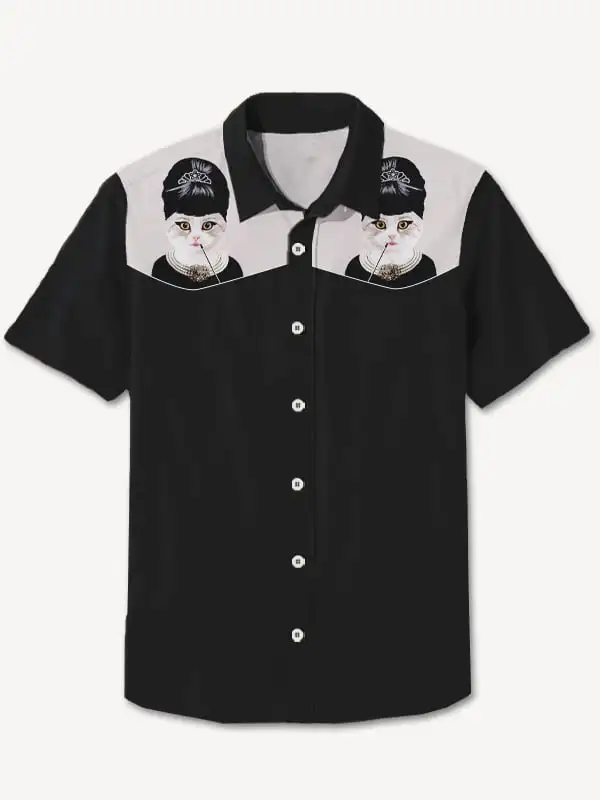 Exquisite 3D printed cat men's casual shirt - embellished with a small cat head, neutral tones men's lapel fashion retro shirt
Exquisite 3D printed cat men's casual shirt - embellished with a small cat head, neutral tones men's lapel fashion retro shirt