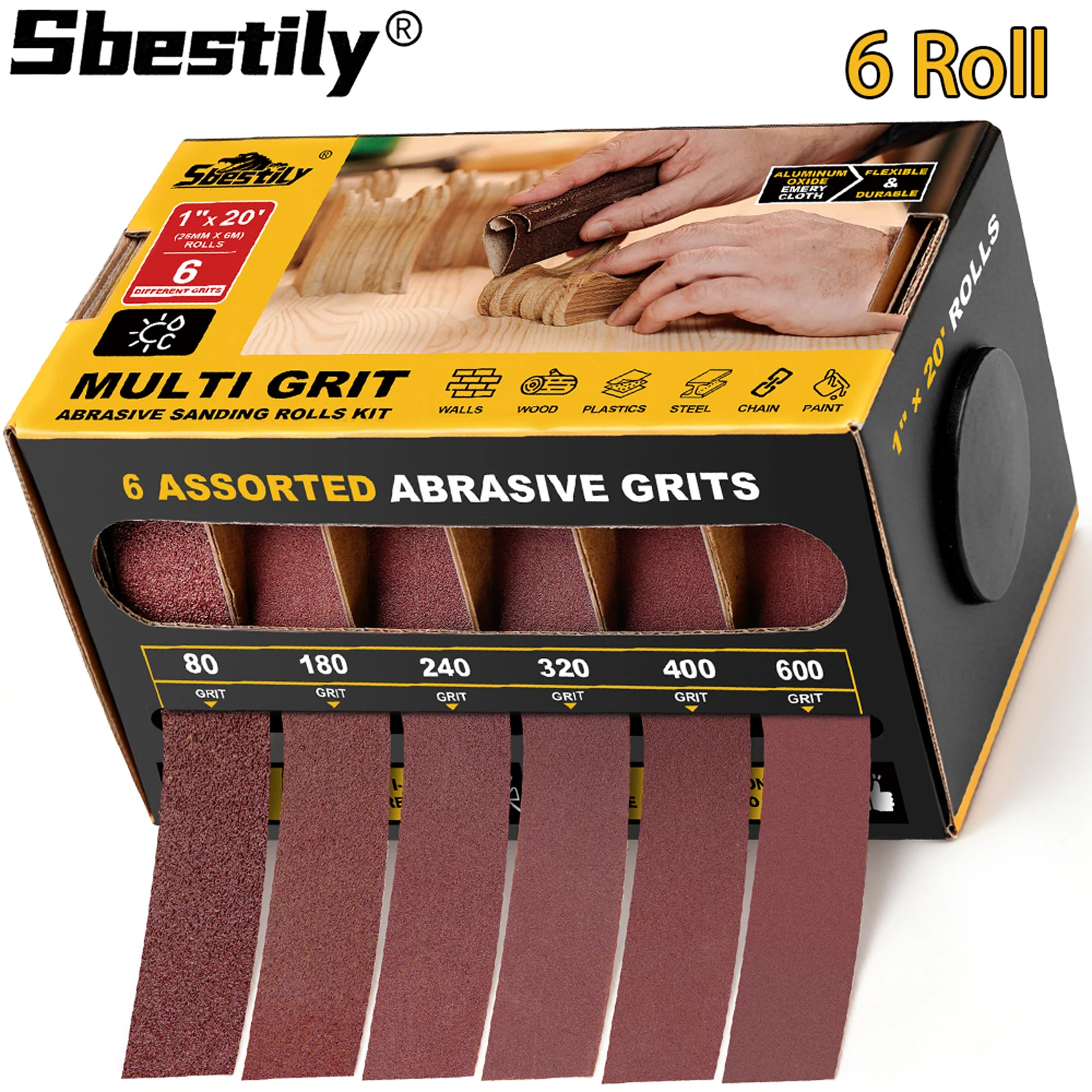 Sandpaper Roll in Dispenser 6 Roll Grits Sandpaper 6M Grinding Emery Sanding Belt Drawable Abrasive Paper for Abrasive Tool
Sandpaper Roll in Dispenser 6 Roll Grits Sandpaper 6M Grinding Emery Sanding Belt Drawable Abrasive Paper for Abrasive Tool