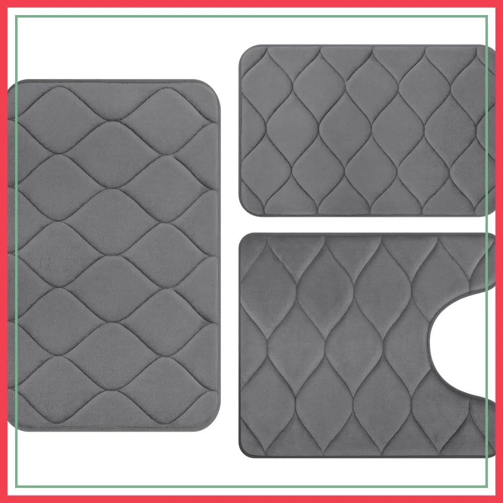Super Soft Non-Slip Bath Mat Set of 3 - Water Absorbent, Washable Ogee Design, Dark Grey
Super Soft Non-Slip Bath Mat Set of 3 - Water Absorbent, Washable Ogee Design, Dark Grey