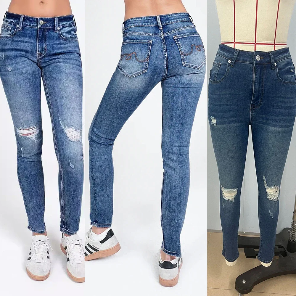 Denim Pencil Pants Women Hole Ripped Jeans Stretch High Waist Distressed Washed Streetwear 2025 Skinny Ankle Length Trousers
Denim Pencil Pants Women Hole Ripped Jeans Stretch High Waist Distressed Washed Streetwear 2025 Skinny Ankle Length Trousers