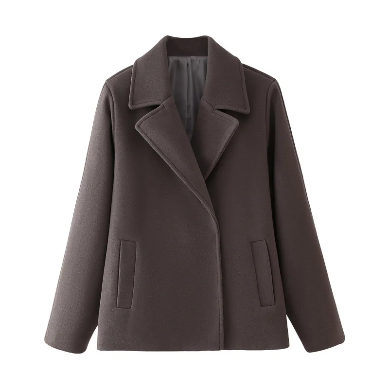 New Women's Fashion Hot-Selling Solid Double-Breasted Wool Lapel Long Sleeve Short Coat
New Women's Fashion Hot-Selling Solid Double-Breasted Wool Lapel Long Sleeve Short Coat