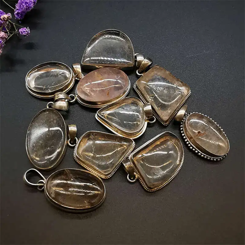 925 Silver Inlaid Natural Quartz Crystal Pendants for Girls Vintage Jewelry T9150
925 Silver Inlaid Natural Quartz Crystal Pendants for Girls Vintage Jewelry T9150