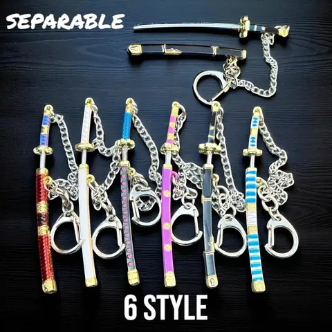 6PCS Mini Sword Mini Katana Keychain Set with Scabbards - 3.54 inch Anime Game Collectible, Cool Souvenir for Men & Boys