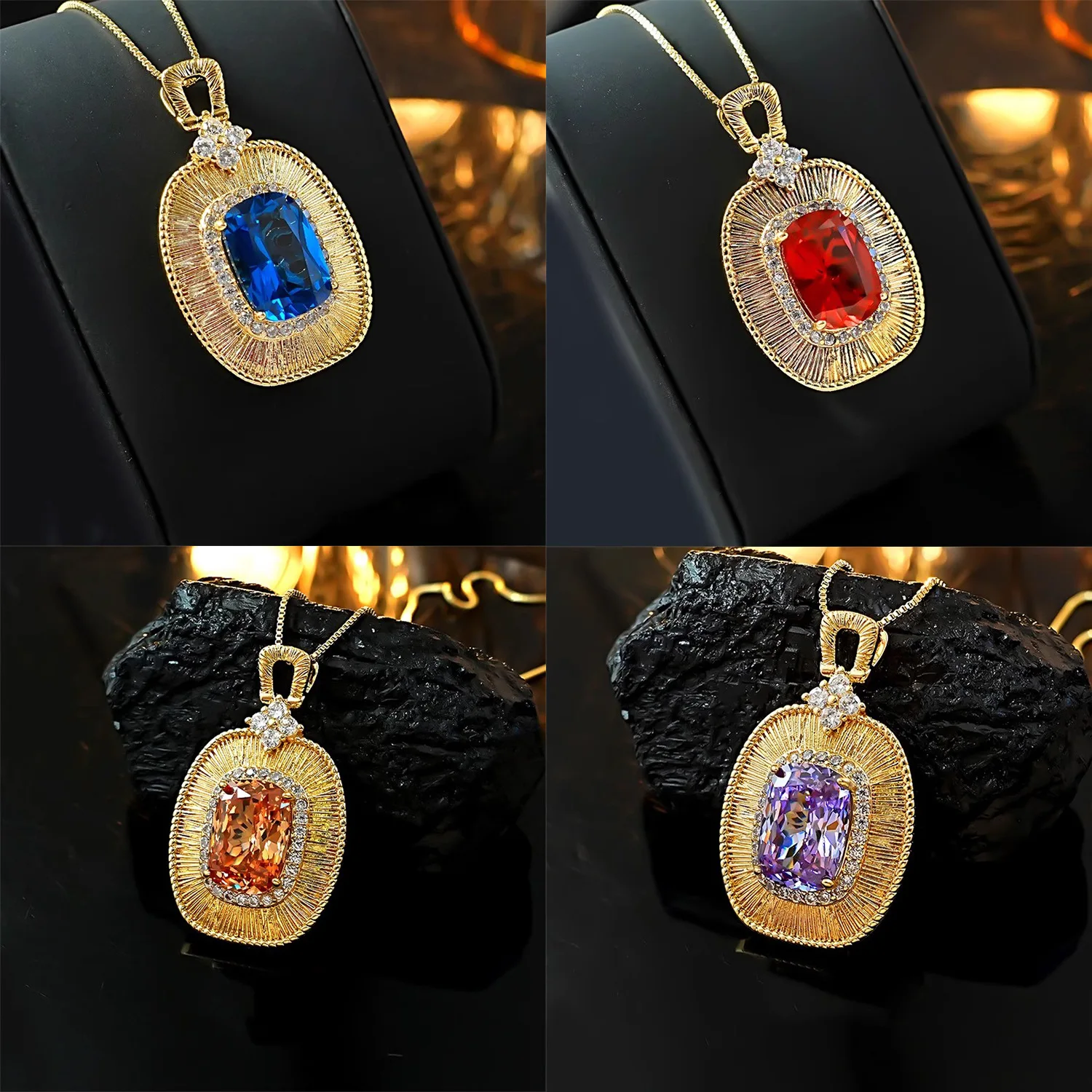 Palace Style Necklace Pendant For Women Minimally Inlaid High Carbon Diamond Blue and Purple Red Diamond Women's Necklace
Palace Style Necklace Pendant For Women Minimally Inlaid High Carbon Diamond Blue and Purple Red Diamond Women's Necklace