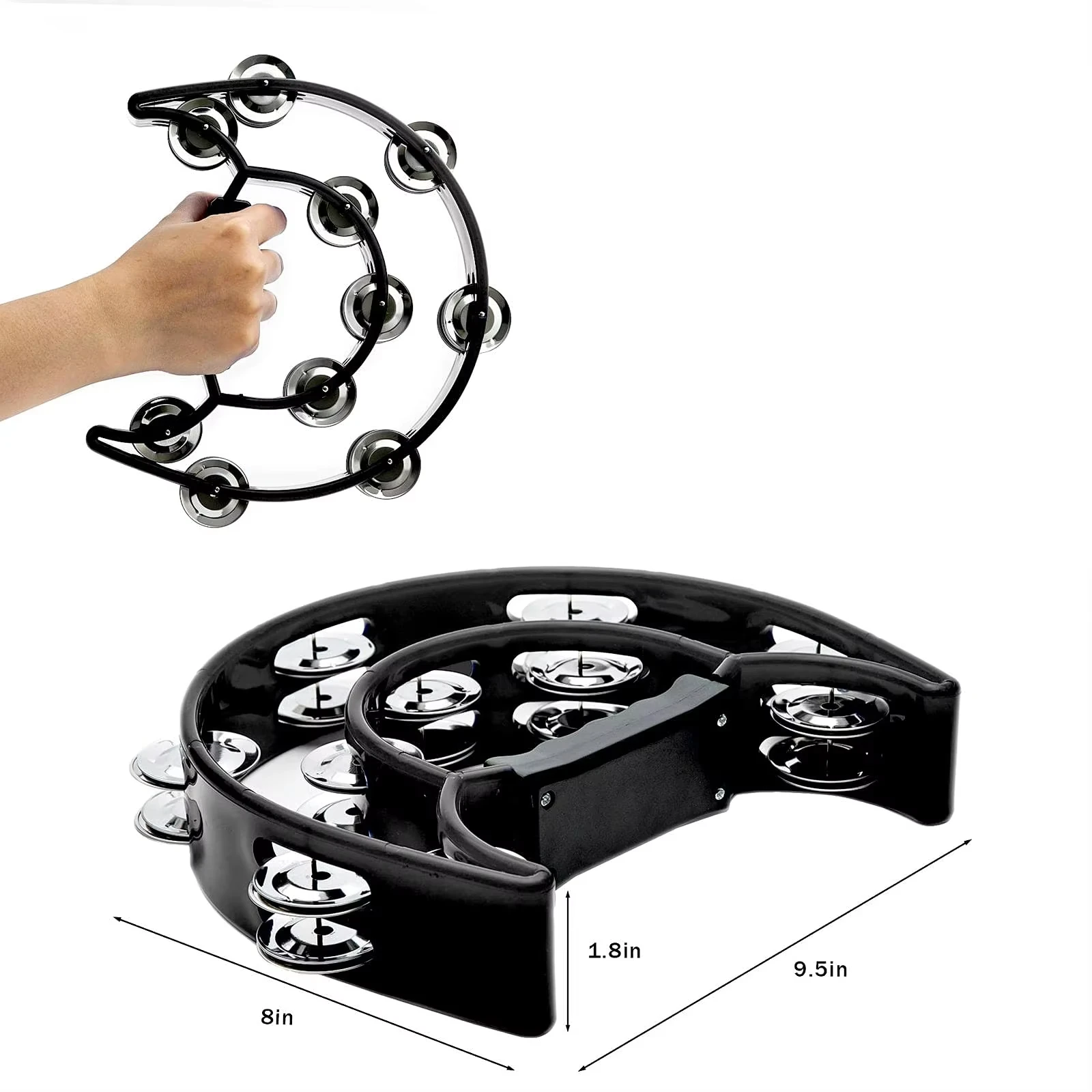 Double Row Tambourine with Metal Jingles - Hand Held Half-Moon Percussion Instrument for Kids, Adults & Party Gifts
Double Row Tambourine with Metal Jingles - Hand Held Half-Moon Percussion Instrument for Kids, Adults & Party Gifts