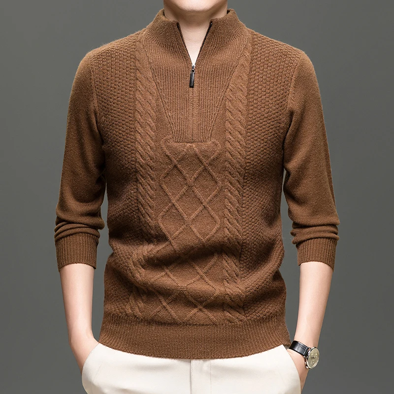 New Trendy Men Argyle Jumper 2025 Autumn Winter Thick Sweater Fashion Mock Neck Knit Clothes Pullover Warm Zipper Tops
New Trendy Men Argyle Jumper 2025 Autumn Winter Thick Sweater Fashion Mock Neck Knit Clothes Pullover Warm Zipper Tops