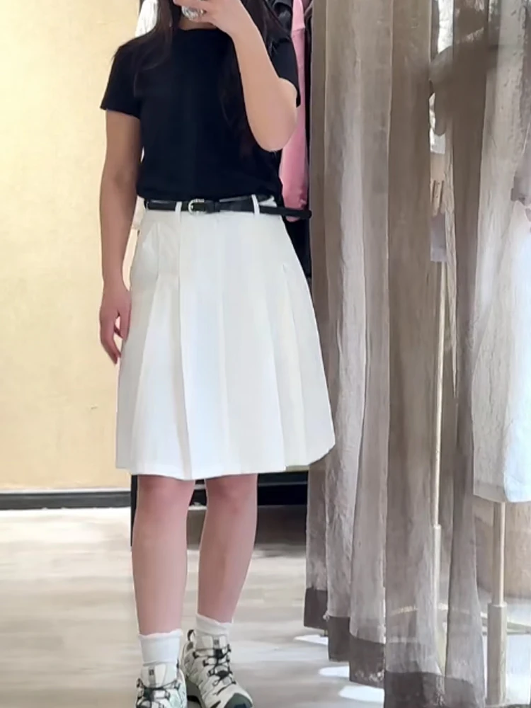 Retro High Waist Pleated Skirt Women's Summer Design Sensation Spicy White Versatile A-Line ort Skirt Korean Sle
Retro High Waist Pleated Skirt Women's Summer Design Sensation Spicy White Versatile A-Line ort Skirt Korean Sle