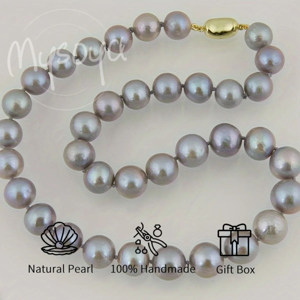 MYSOYA 10-12mm Gray Edison Freshwater Pearl Necklace With Gift Box Perfect Gift For Wedding Birthday Christmas New Year
MYSOYA 10-12mm Gray Edison Freshwater Pearl Necklace With Gift Box Perfect Gift For Wedding Birthday Christmas New Year