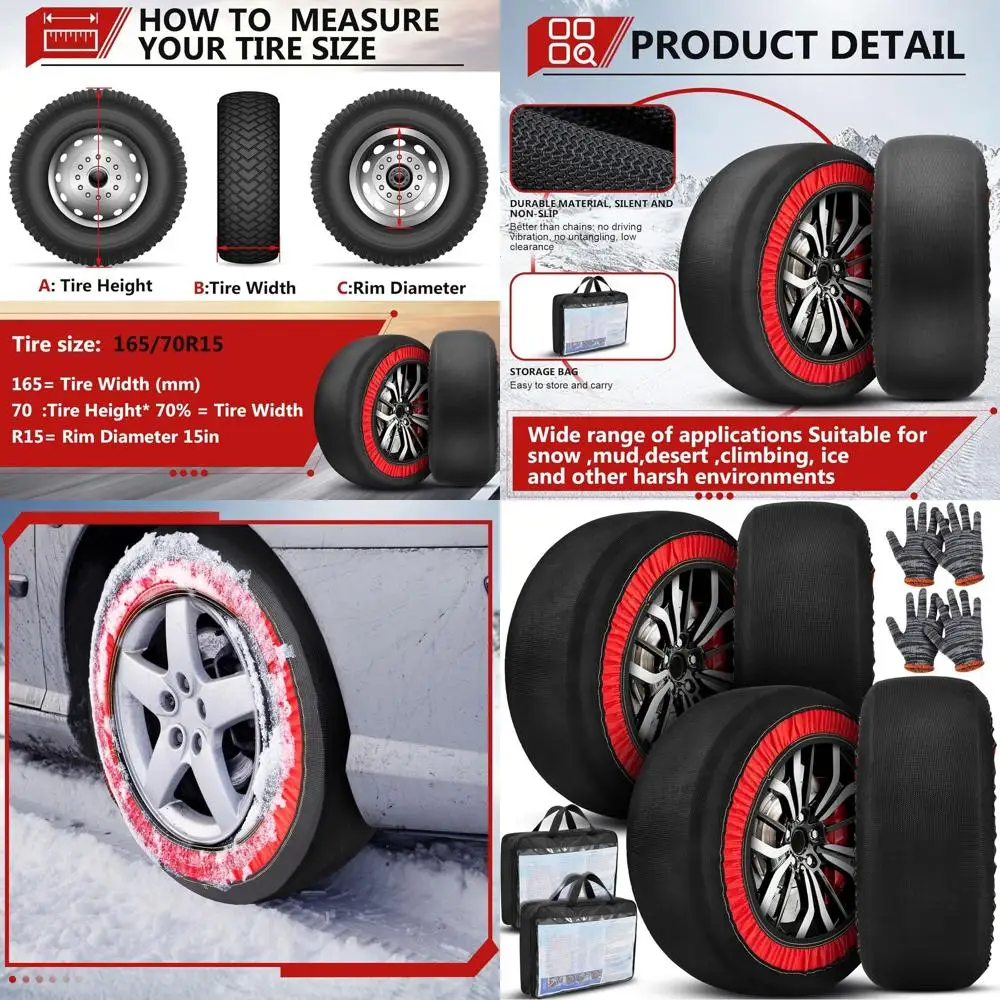 4 упаковки автомобильных снежных носков для шин, снежных носков, тканевые автомобильные цепи, легко устанавливаемые с 2 парами перчаток, зимние автомобильные аксессуары
4 упаковки автомобильных снежных носков для шин, снежных носков, тканевые автомобильные цепи, легко устанавливаемые с 2 парами перчаток, зимние автомобильные аксессуары
