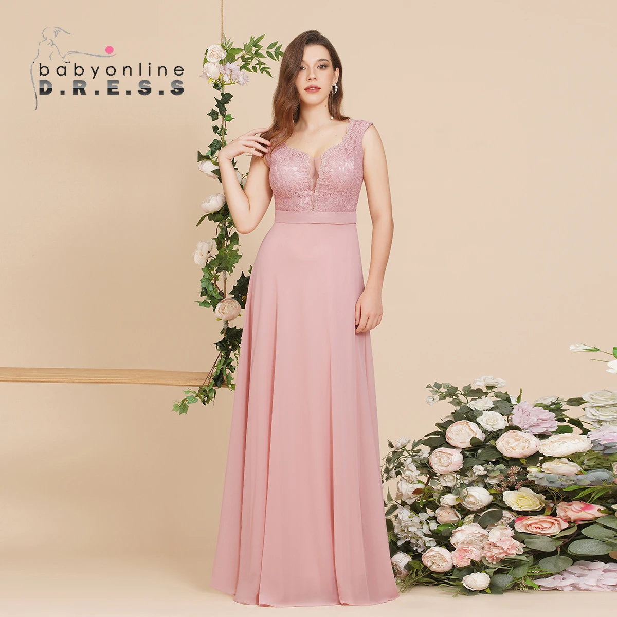 BABYONLINE Prom Dresses Iuusion V-neck Bust with Paddings Sleeveless Chiffon A Line Skirt Flowy Gown Formal Party Gown
BABYONLINE Prom Dresses Iuusion V-neck Bust with Paddings Sleeveless Chiffon A Line Skirt Flowy Gown Formal Party Gown