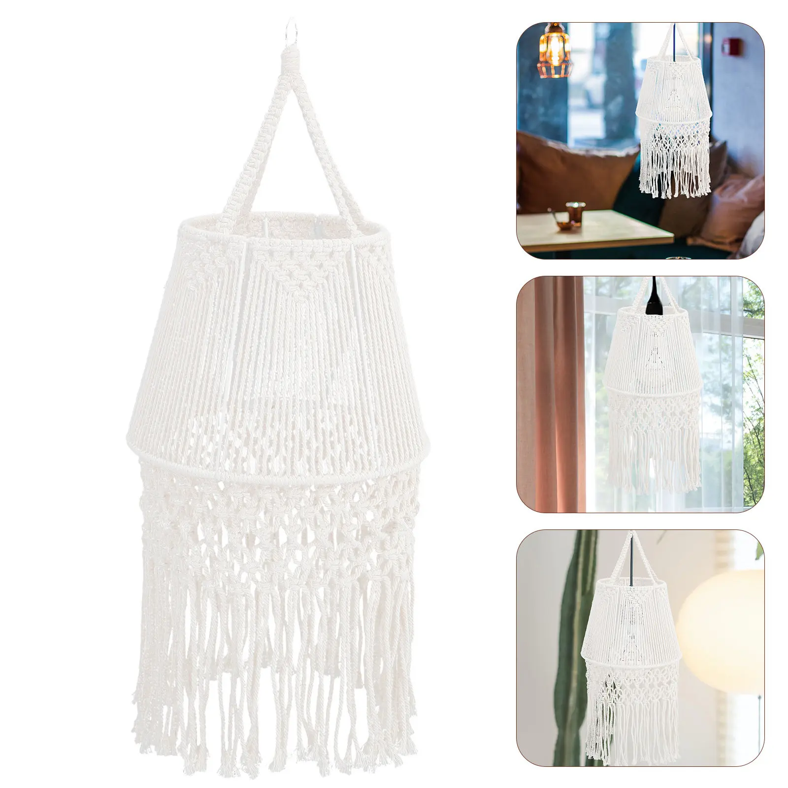 Hand Woven Bohemian Macrame Lamp Shade Cotton Rope Lampshade Bedroom Pendant Light Decorative Ceiling Lamp Cover for Home
Hand Woven Bohemian Macrame Lamp Shade Cotton Rope Lampshade Bedroom Pendant Light Decorative Ceiling Lamp Cover for Home
