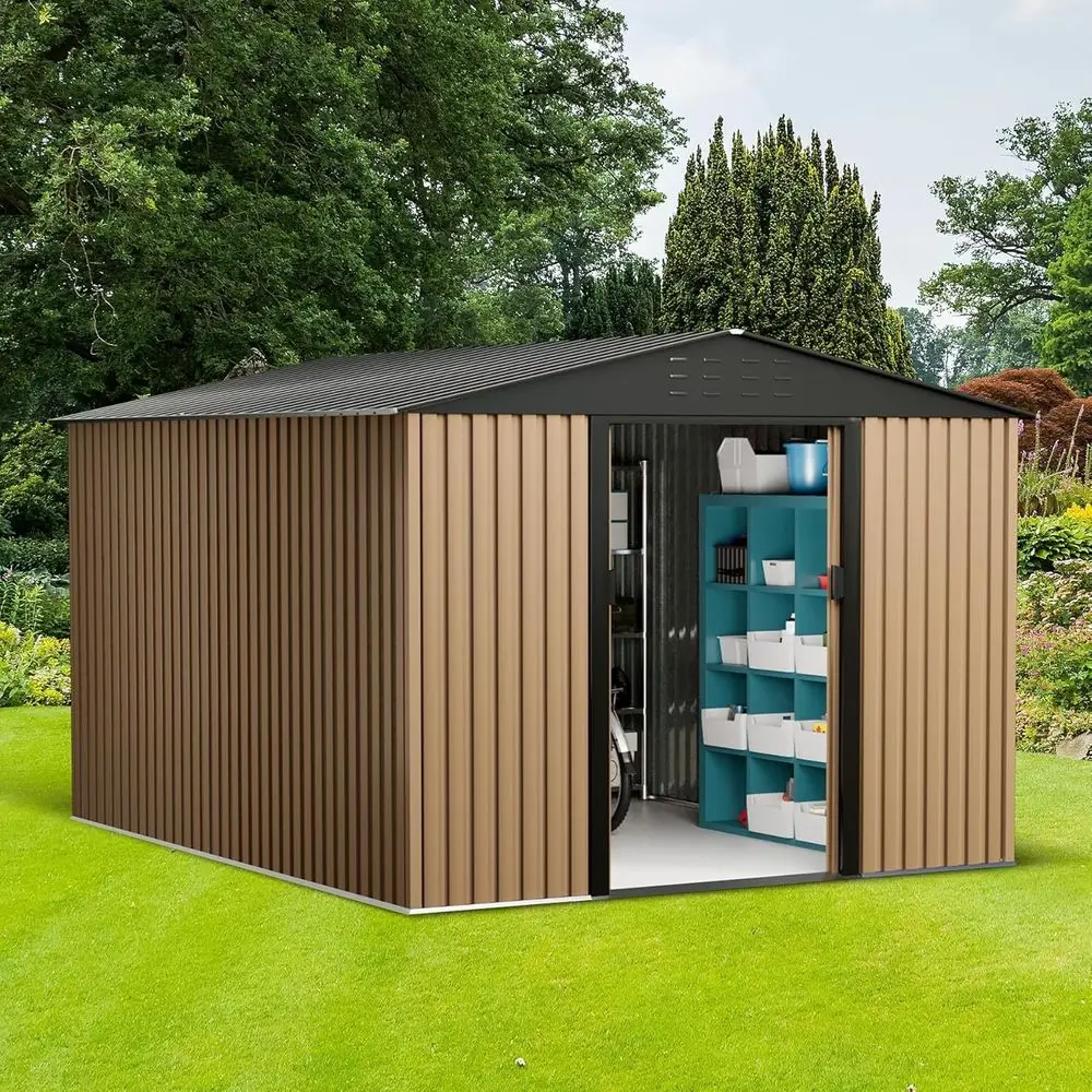 10' x 8' Outdoor Metal Storage Shed with Sloping Roof, Ventilated, Waterproof, UV-Resistant for Garden, Patio, Poolside Use
10' x 8' Outdoor Metal Storage Shed with Sloping Roof, Ventilated, Waterproof, UV-Resistant for Garden, Patio, Poolside Use
