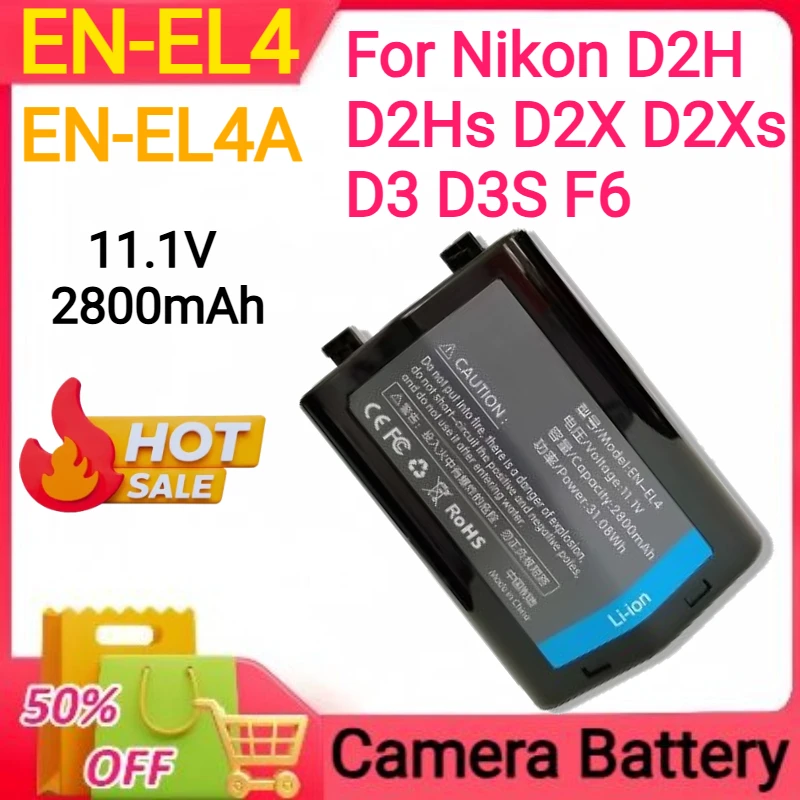 2800mAh EN-EL4 EL4A Camera Battery for Nikon D2H D2Hs D2X D2Xs D3 D3S F6 MH-21 ENEL4 ENEL4A EN EL4A EN EL4 Battery
2800mAh EN-EL4 EL4A Camera Battery for Nikon D2H D2Hs D2X D2Xs D3 D3S F6 MH-21 ENEL4 ENEL4A EN EL4A EN EL4 Battery