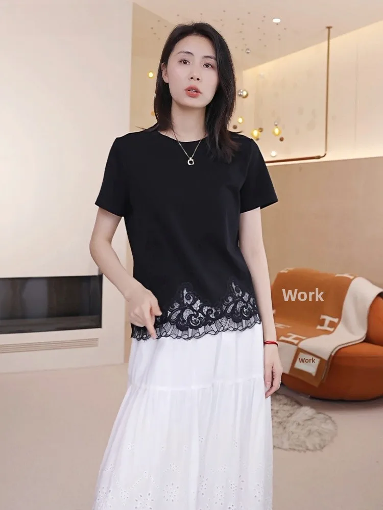 Mayya plus Lace Hem ort Sve round Ne Футболка женская белая летняя хлопковая смесь Moisture ng Commute Sle Top
Mayya plus Lace Hem ort Sve round Ne Футболка женская белая летняя хлопковая смесь Moisture ng Commute Sle Top
