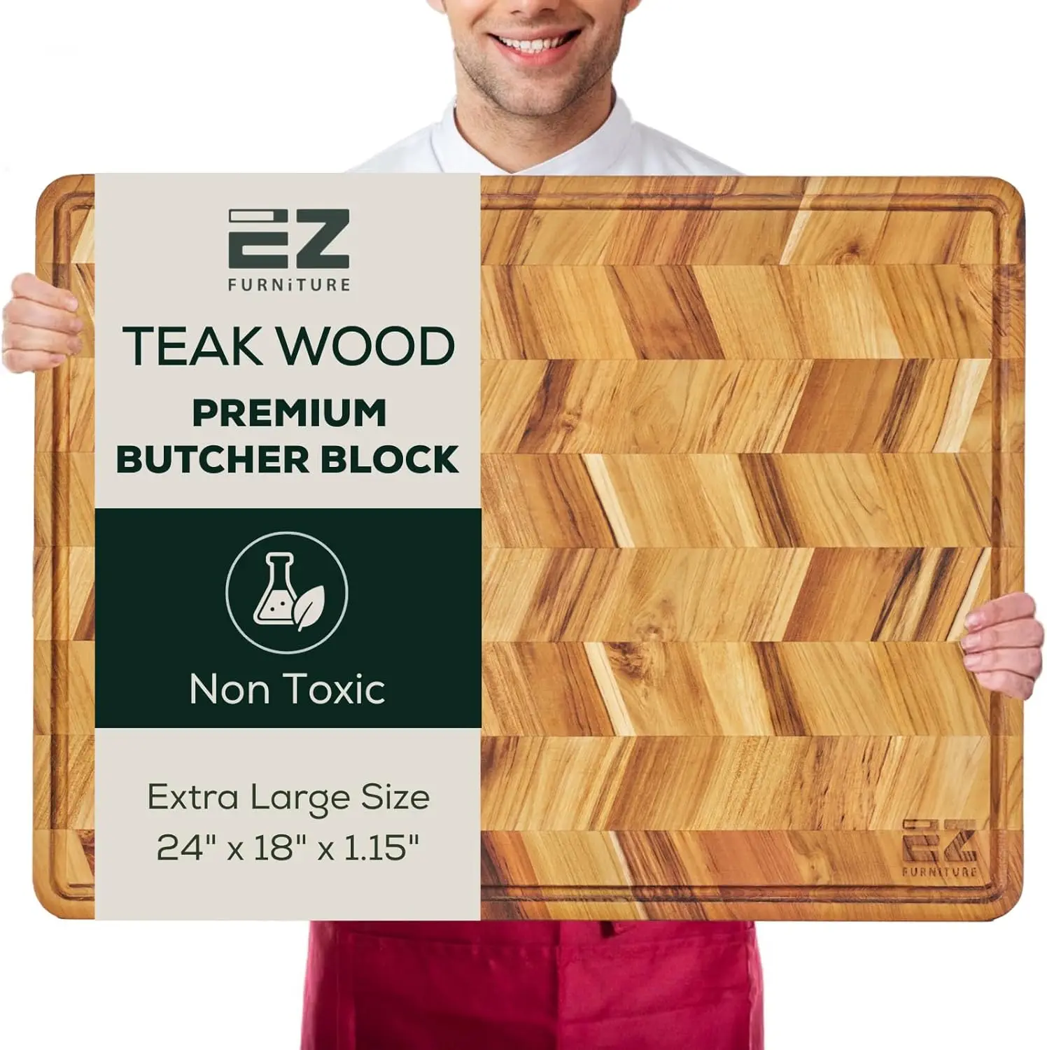 Extra Large (XL) Teak Edge Grain Cutting Board, Reversible, Knife-Friendly Charcuterie Butcher Block, Juice Groove & Han
Extra Large (XL) Teak Edge Grain Cutting Board, Reversible, Knife-Friendly Charcuterie Butcher Block, Juice Groove & Han